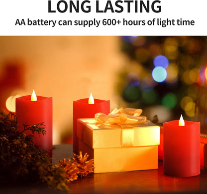 3x3 Flickering Flameless Candles Set of 2, 2AA Battery Life 600 Hours Battery Candles Flickering with Timer,3 inch Flameless Candles with Remote for Indoor/Outdoor, Ivory
