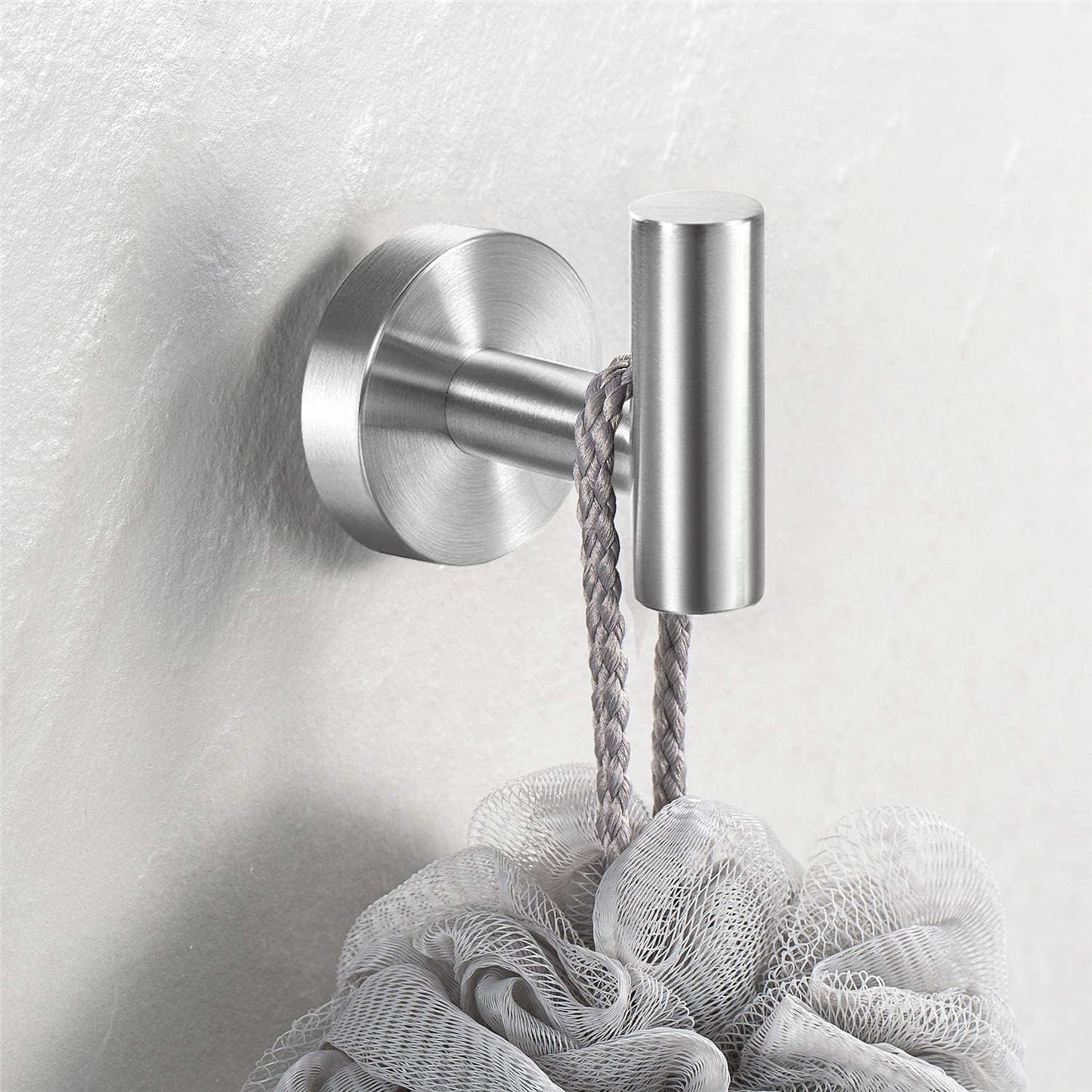 Vuzvuv Adhesive Hooks White SUS304 Stainless Steel - Self Adhesive Heavy Duty Waterproof Wall Hooks for Towel, Coat, Robe in Bathrooms Kitchen Hotel (2-Pack)