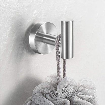Vuzvuv Adhesive Hooks White SUS304 Stainless Steel - Self Adhesive Heavy Duty Waterproof Wall Hooks for Towel, Coat, Robe in Bathrooms Kitchen Hotel (2-Pack)