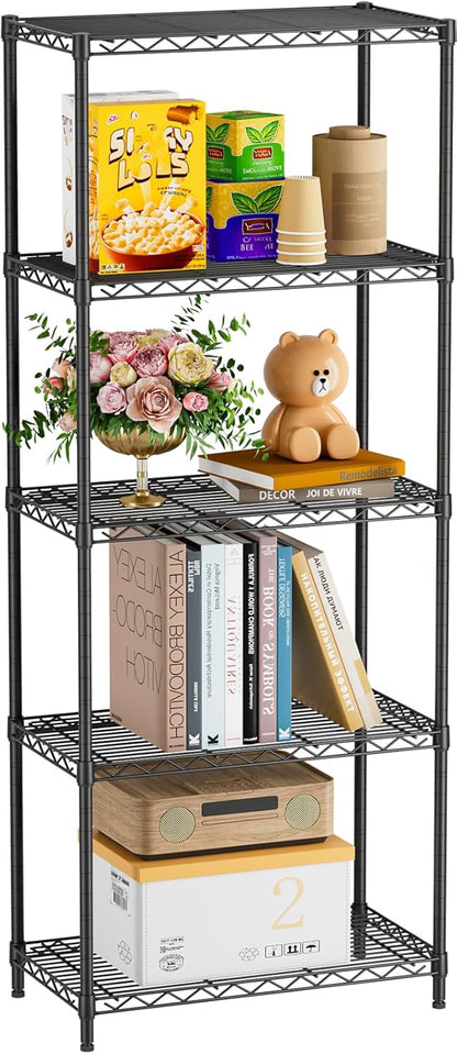 Golpart 4 Tier Adjustable Storage Shelves Metal Utility Shelf Wire Shelving Unit Organizer Rack for Home Kitchen Office Bathroom Pantry Room 12" D x 18" W x 44" H