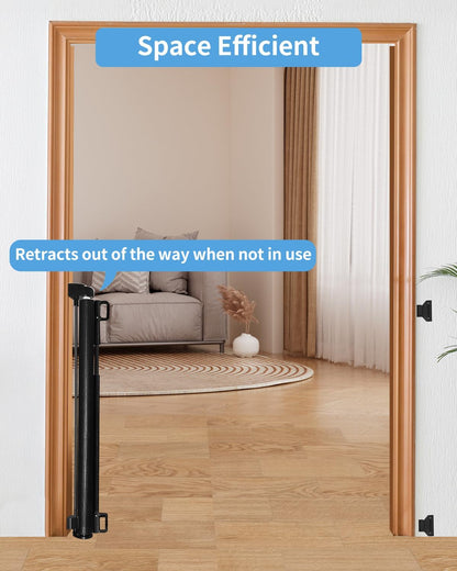 Retractable Baby Gate for Stairs – 33” Height, Expands up to 55” Width – Safety Gate for Infants, Toddlers, Dogs & Pets – Easy Install, Secure Closure, White Mesh Design for Indoor & Outdoor Use