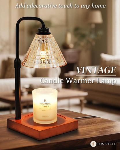 Candle Warmer Lamp Wood with Timer, Dimmable Electric Candle Lamp Warmer for Jar Candles, 2*35 Watt Bulb, Mothers Day Birthday Gifts for Women Men, Decorative Wooden Candle Lamp for Bedroom Home Decor