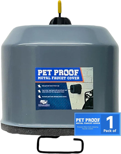 Pet Poof Outdoor Metal Faucet Cover - Hose Bib Covers for Winter - Water Spigot Protector - Durable Outside Spigot Protection - Faucet Protectors - 5.5" x 6.5" x 5.0" 1 Pack, Gray