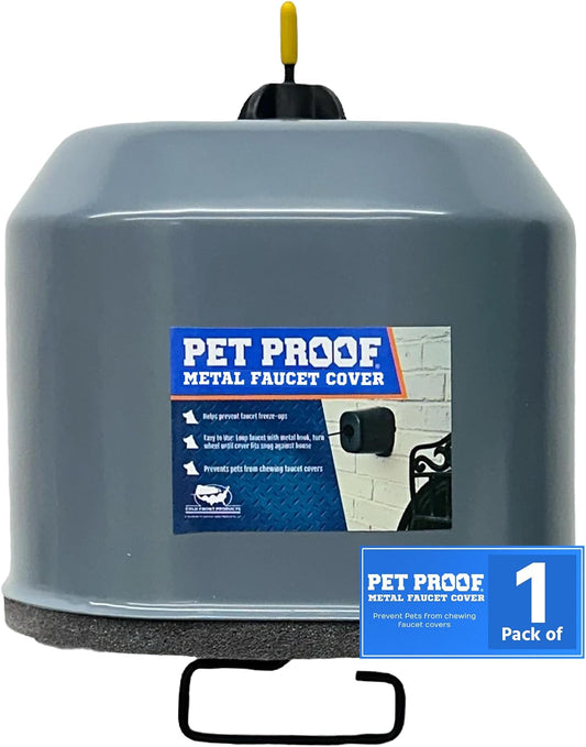 Pet Poof Outdoor Metal Faucet Cover - Hose Bib Covers for Winter - Water Spigot Protector - Durable Outside Spigot Protection - Faucet Protectors - 5.5" x 6.5" x 5.0" 1 Pack, Gray