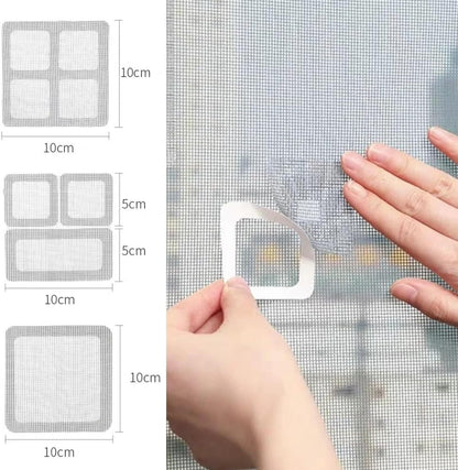 Window Screen Patches Repair Kit, Window Screen Repair Kit for Mesh Screen Door, 3-Layer Strong Adhesive Window Screen Mesh Tape, Repair for Window and Door Tears Holes(10 PCS)