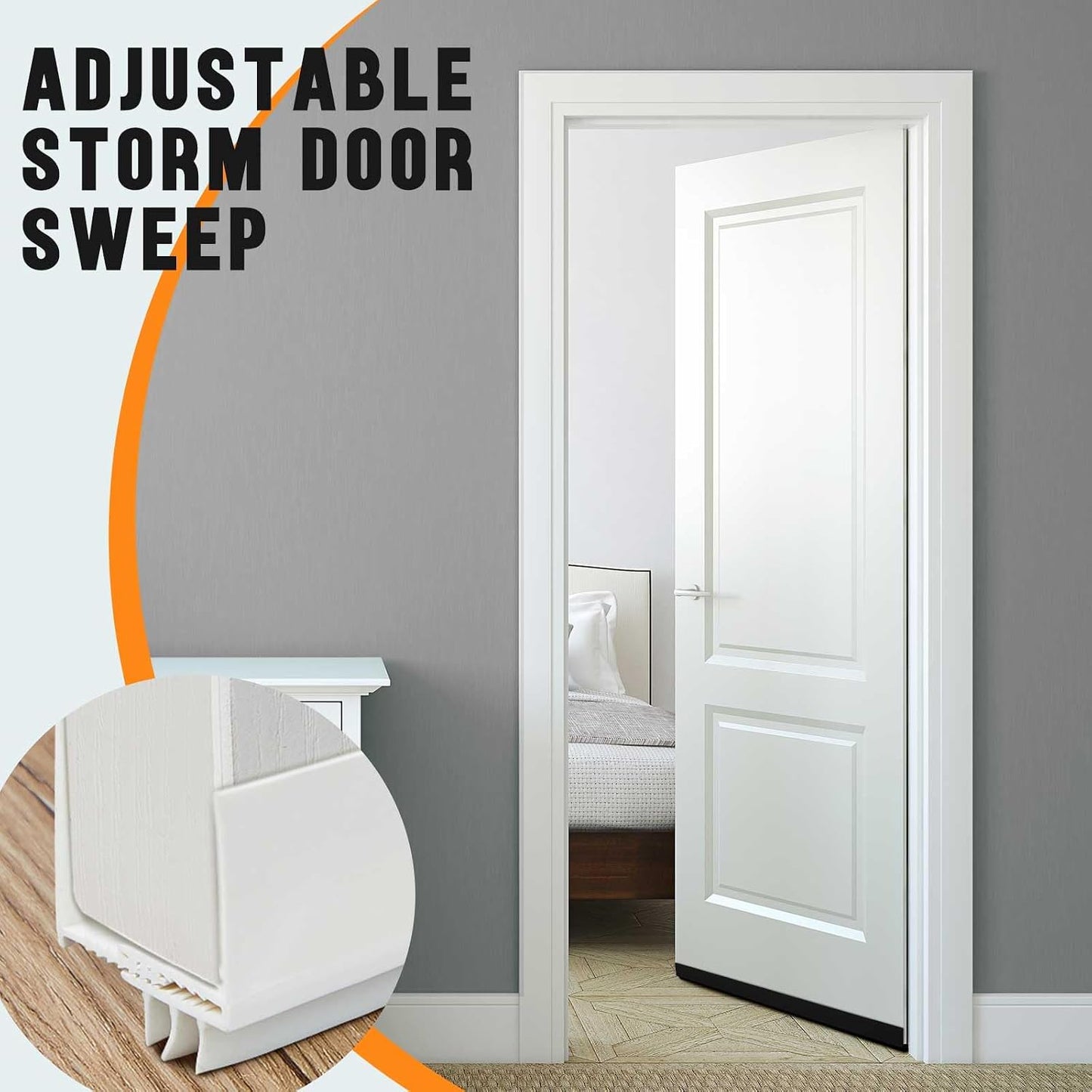 Pickmesh 4 Pcs 36 Inch Adjustable Storm Door Sweep for 1 to 1-2/5 in Bottom Seal Replacement Parts Under Draft Stopper Weather Stripping Threshold (White)