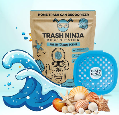Trash Ninja Trash Odor Eliminator – Long-Lasting Citrus Scent Deodorizer with Activated Charcoal, Stick-On Freshener for Garbage Can, Fridge, Bathroom, Kitchen, and Diaper Pail Odors
