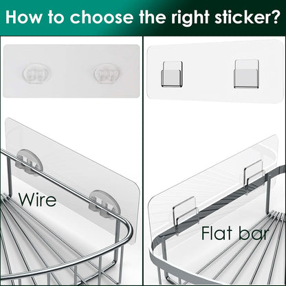 Shower Caddy Adhesive Replacement Stickers Sticker Shelf Basket Strips Suction Hooks Large Strong Hook for Bathroom Storage Corner Transparent Shelves Wall Mount (Transparent - 2 Packs)