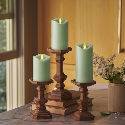 Matchless Candle Co. by Luminara Set of 3 Flameless LED Flickering Moving Flame Pillars (3" x 4.5", 5.5", 6.5"), Melted Unscented Real Wax Edge w/Smooth Finish, AA Battery Operated, Pearl Ivory