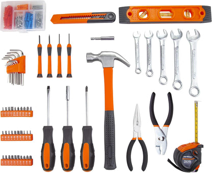 CARTMAN 152-Piece Household Tool Set, Blue Hand Kit With Storage Case Box | Complete tool assortment for home repairs, office fixes, dorm needs, furniture setup, crafting, and everyday household fixes.