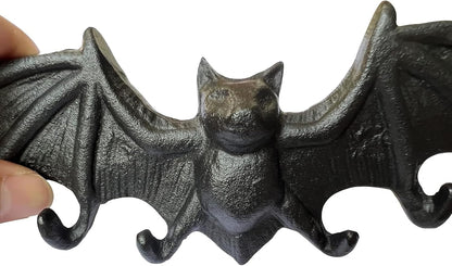 Coat Hooks Wall Mounted, Rustic Bat Key Hook Holder, Heavy Duty Decorative Black Wall Hooks for Mudroom, Towels, Hat Rack, Purse Hooks, Cast Iron Decorative ‎Antique Black Hooks