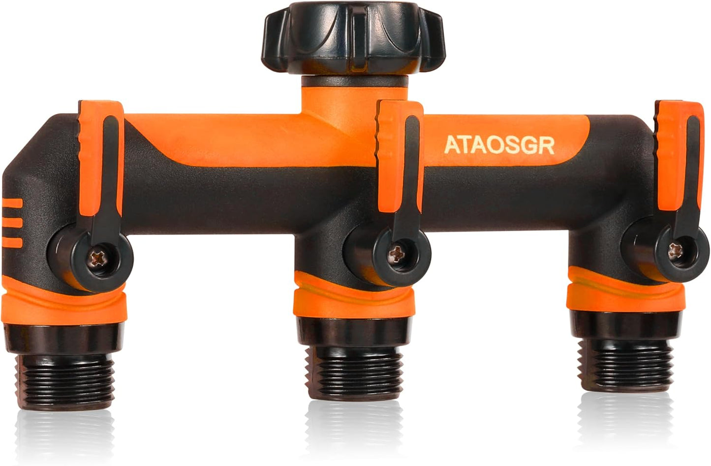 ATAOSGRGarden Hose Splitter 3 Way, 3/4" Outdoor Faucet Splitter, Tap Connector with On/Off Valves and Extended Handle, Tap Adapter Garden Hose Connector for Garden Outdoor Home - Greens