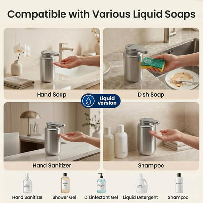 GentleJet WaveJet Automatic Foaming Soap Dispenser – Touchless Sensor, USB-C Rechargeable, 304 Stainless Steel, IPX5 Waterproof for Bathroom Kitchen Sink, 12 oz / 350 ml