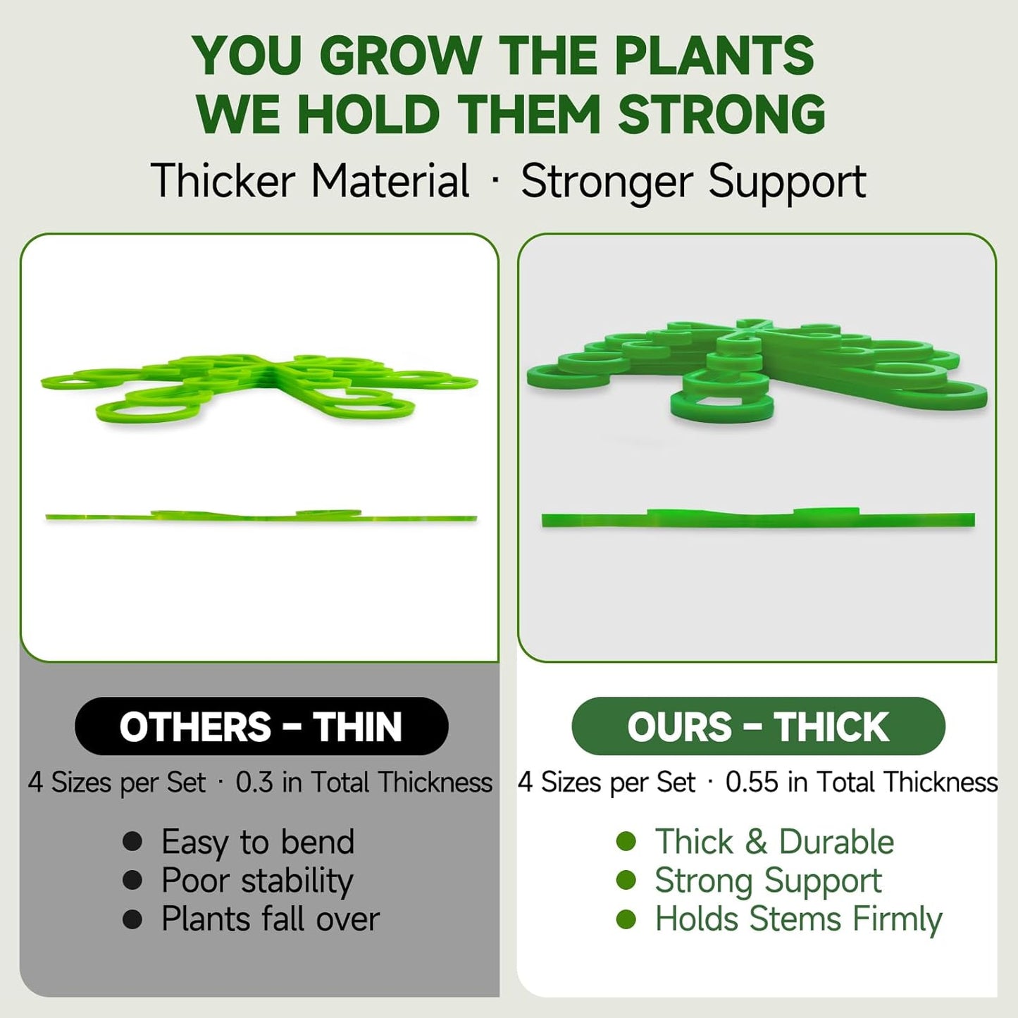 16pcs Plant Stem Support, Plant Support for Indoor Plants, 4 Sizes Climbing Houseplant Stem Holders, Reusable Plant Stabilizer, Indoor Plants Accessories