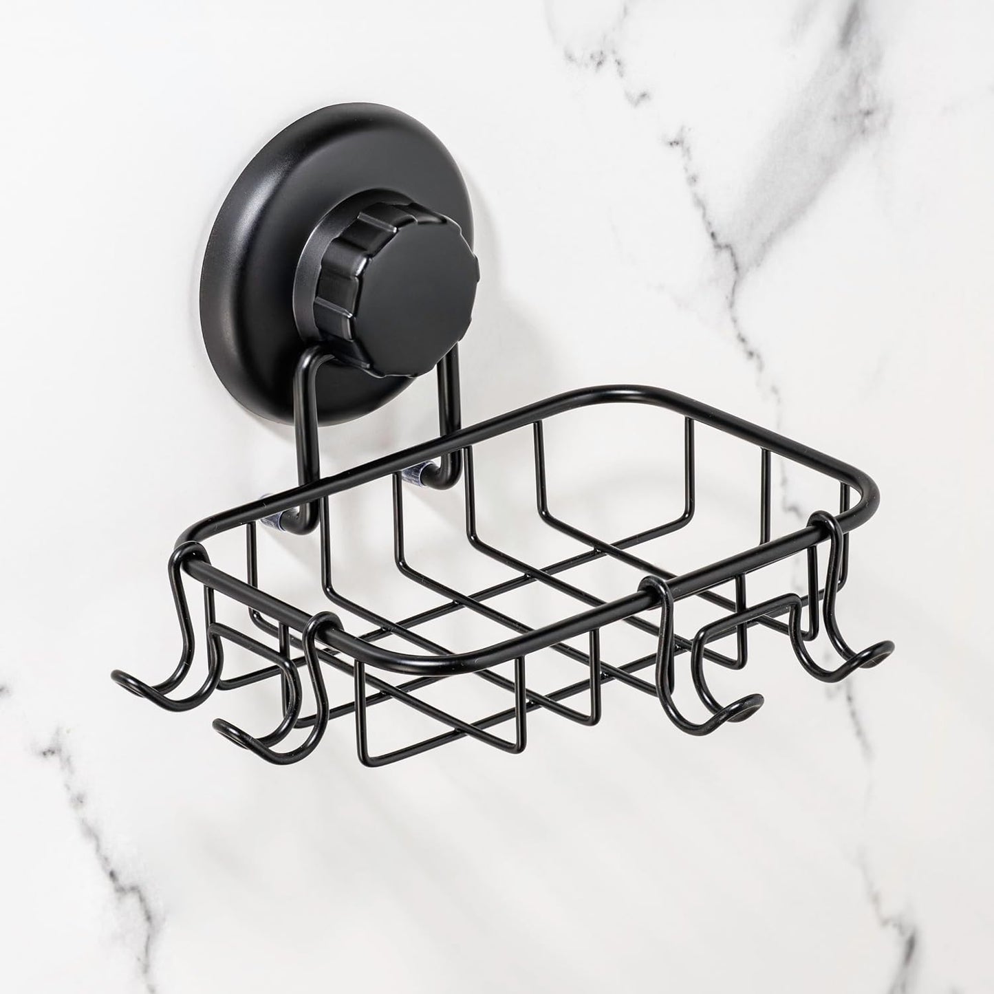 HASKO 2-Pack Suction Cup Soap Holder – Bar Soap Dish for Shower with Hooks for Bathroom – Optional Mounting with Adhesive Tape or Glue – Includes 2 Soap Savers – Stainless Steel SS304 - Silver