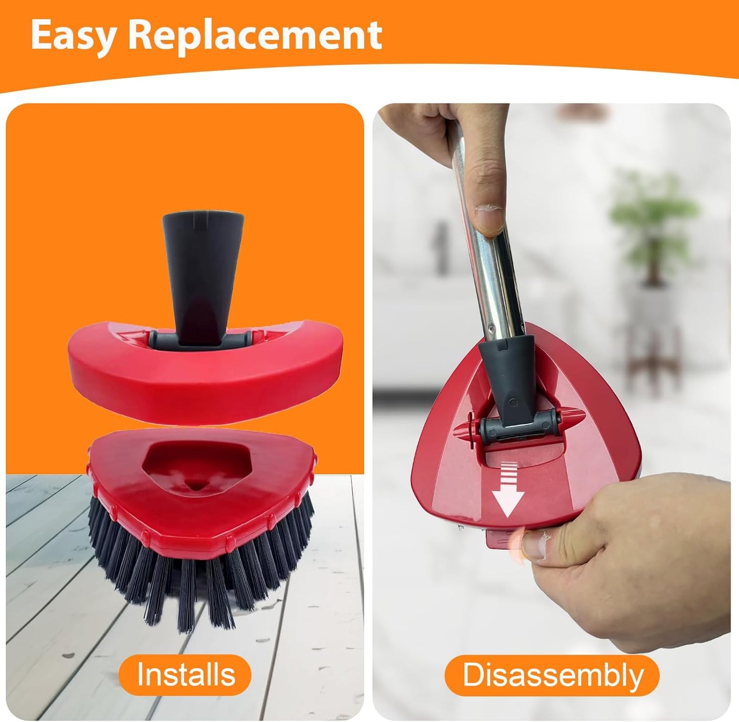 Fatmass 2 Pack Upgraded Spin Mop Replace Scrub Mop Brush Compatible with O Cedar 2 Tank RinseClean, Great for Kitchen, Deck, Bathroom and Shower Floor Scrubber