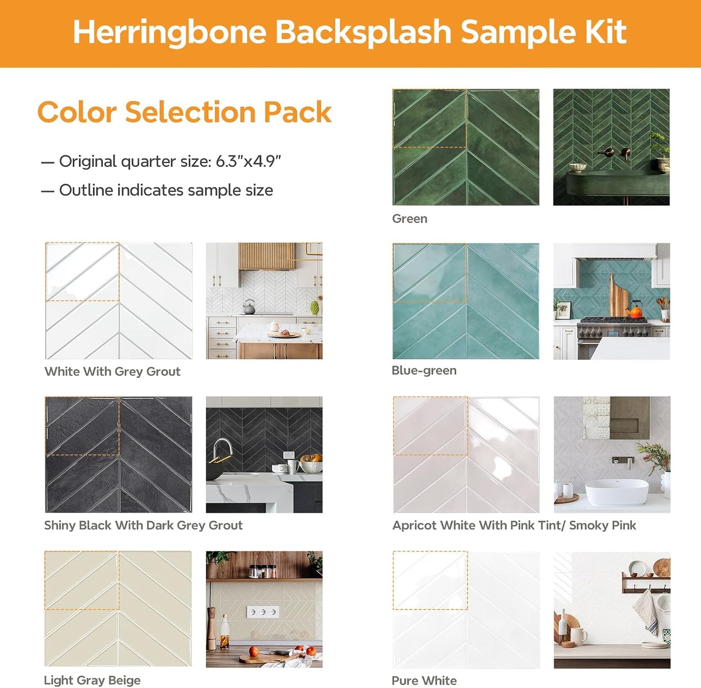 STICKGOO 10 Sheets Thicker Herringbone Peel and Stick Backsplash, 12.6”×9.7” Stick on Wall Tiles, Self Adhesive Tile Sticker for Kitchen Backsplash and Bathroom, White with Grey Grout