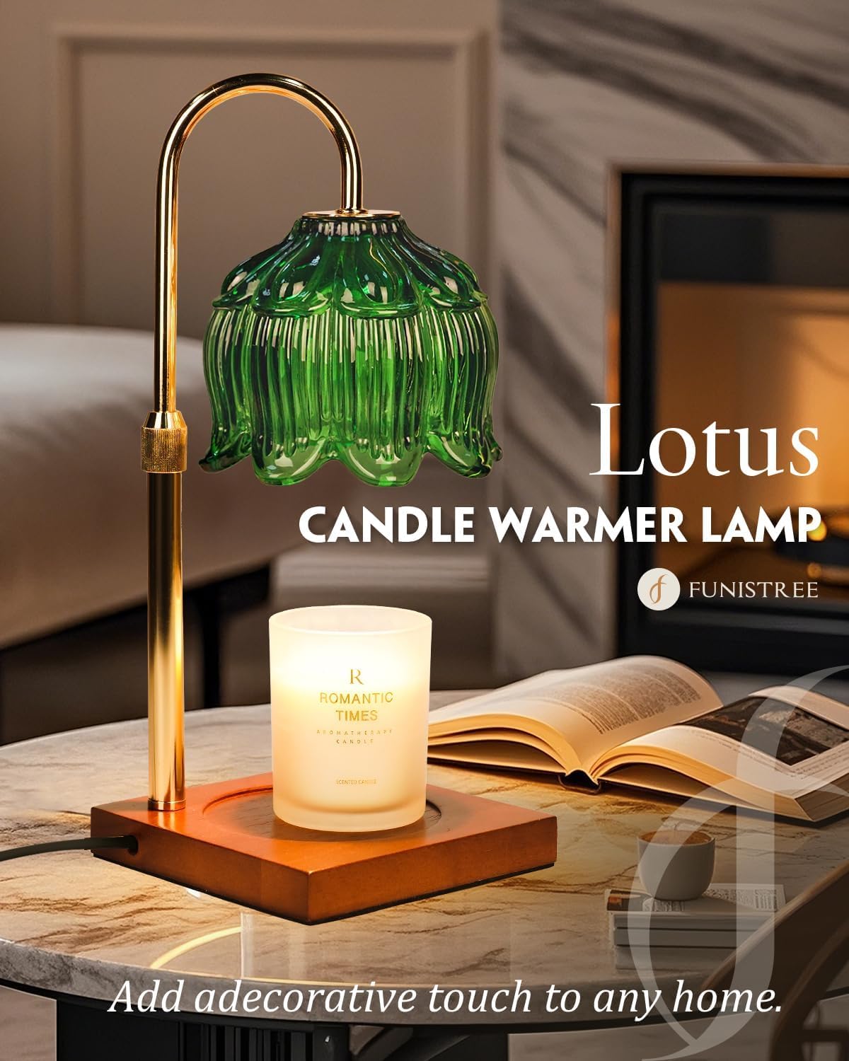 Funistree Flower Candle Warmer Lamp with Timer & Dimmer, Adjustable Height Candle Warmer, Christmas Birthday Gifts for Women Mom, House Warming New Home Decor, Wax Warmer with 2 Bulbs for Jar Candles