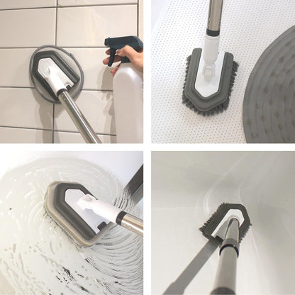 Floor Scrub Brush, 5 in 1 Tile Tub Scrubber with 56" Adjustable Long Handle and 5 No Scratch Scrubber Heads for Bathroom, Kitchen, Toilet, Bathtub