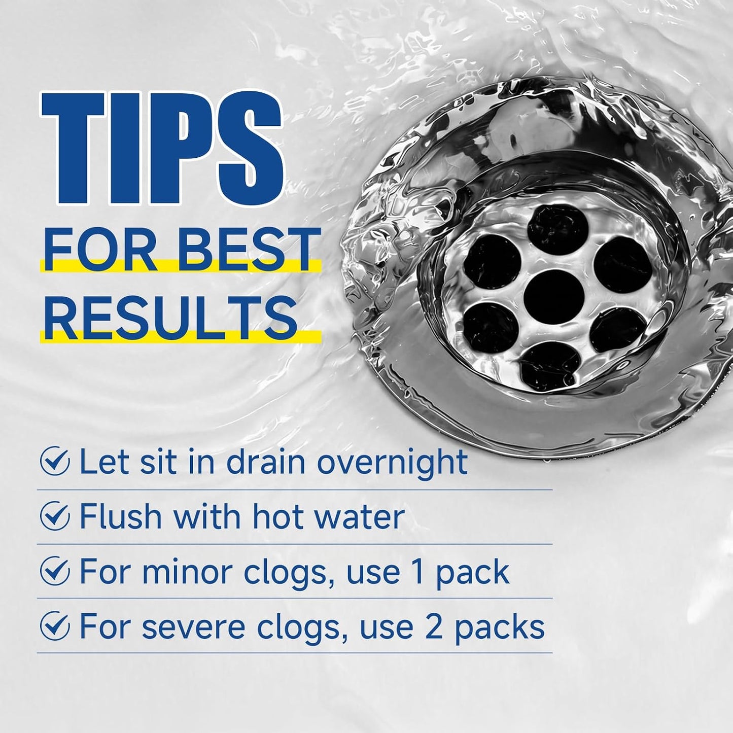 Drain Clog Remover for Sink & Shower, Dissolves Hair, Grease, Soap Scum & Paper, Powerful Bleach-Free Drain Cleaner Powder, 6 Pre-Measured Treatments for Bathroom & Kitchen