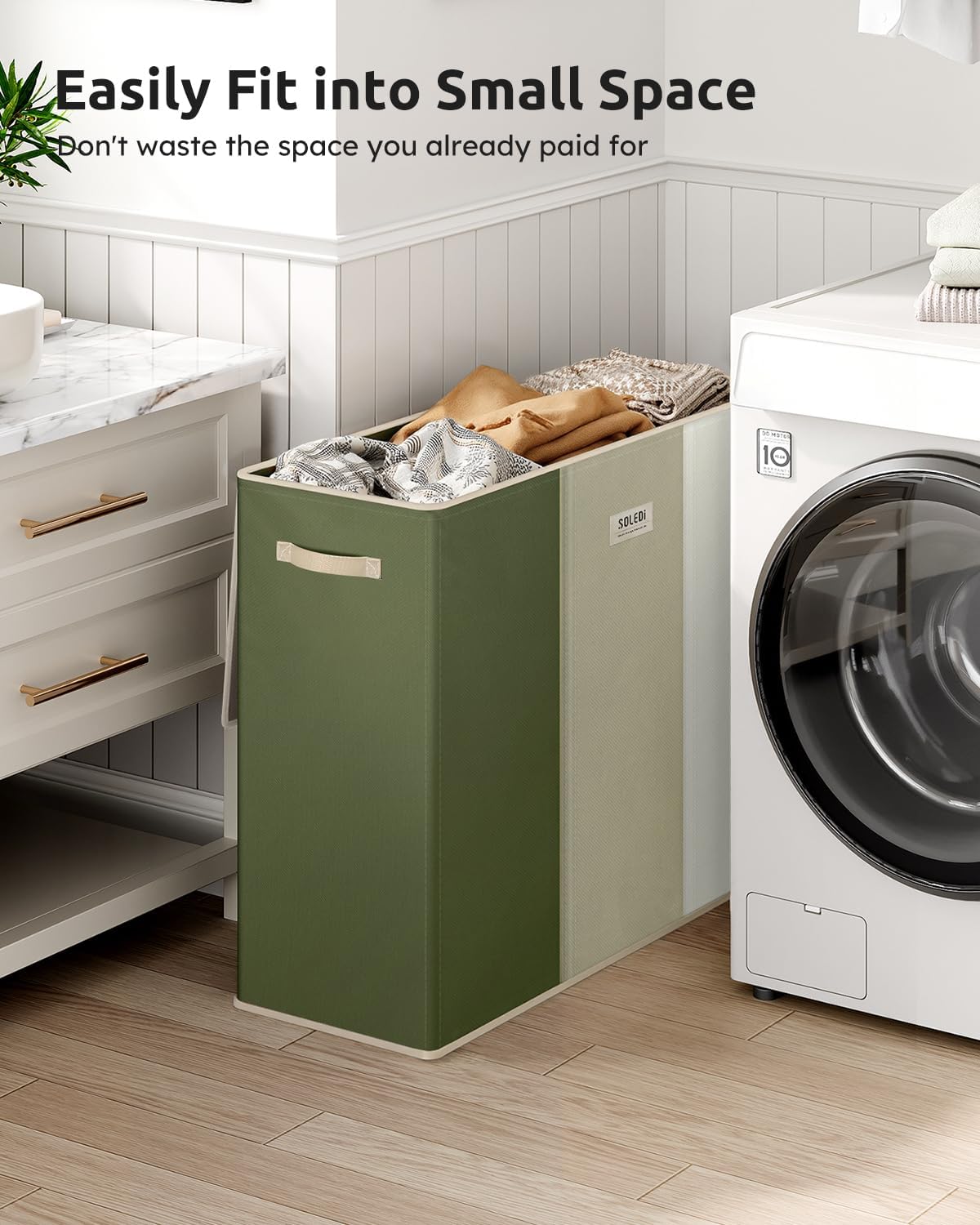 SOLEDI 180L Laundry Hamper 3 Section, Extra Large Laundry Hamper with Lid, Dirty Clothes Hamper with Sturdy Handle, Large Laundry Basket Organizer for Laundry Room, Bedroom, Hampers for Laundry