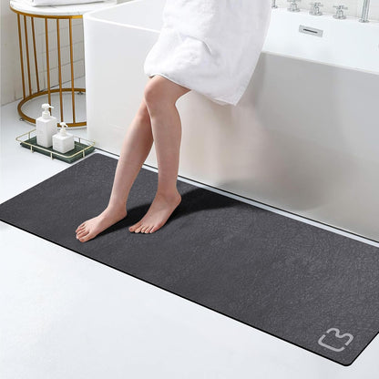 Diatomaceous Earth Bath Mat Rugs Super Absorbent Diatomite Stone Bath Mat Non Slip Quick Dry Thin Bathroom Mat Fit Under Door, Floor Rugs in Front of Bathtub, Shower Room, Sink,15.7"x23.6", Grey