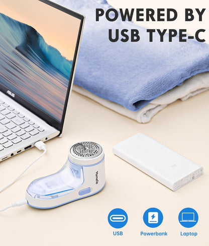 Fabric Shaver, Electric Lint Remover for Clothes & Furniture, Sweater Shaver & Pilling Remover, Depiller with 2 Extra Blades Included, Lint Shaver for Clothing - Battery Operated