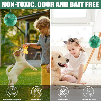 Sticky Insect Trap Ball Osseph Fruit Fly Trap Balls for Indoor Outdoor | Physical Sticky Hanging Bug Ball Catches Flie Gnat Mosquitoe Flying Insects 6pack (Green)