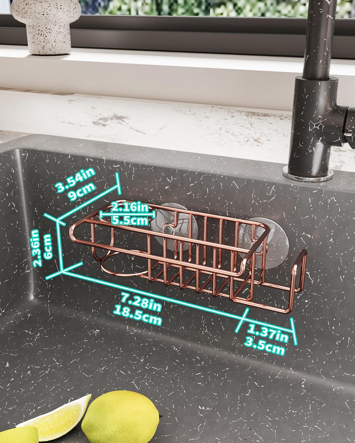 HapiRm 4 in 1 Sink Caddy Sponge Holder, SUS304 Stainless Steel Kitchen Brush Holder and Dish Cloth Hanger, Kitchen Organizers and Storage Essentials - Silver