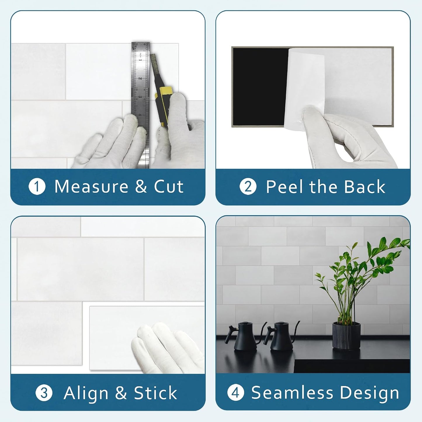SUNWINGS 100-Sheet Subway Peel and Stick Backsplash Tile, 6" x 3" White Mixed Stone Composite Handmade Looks Self Adhesive Waterproof Wall Tile, Stick on Tiles for Kitchen Bathroom Shower Fireplace