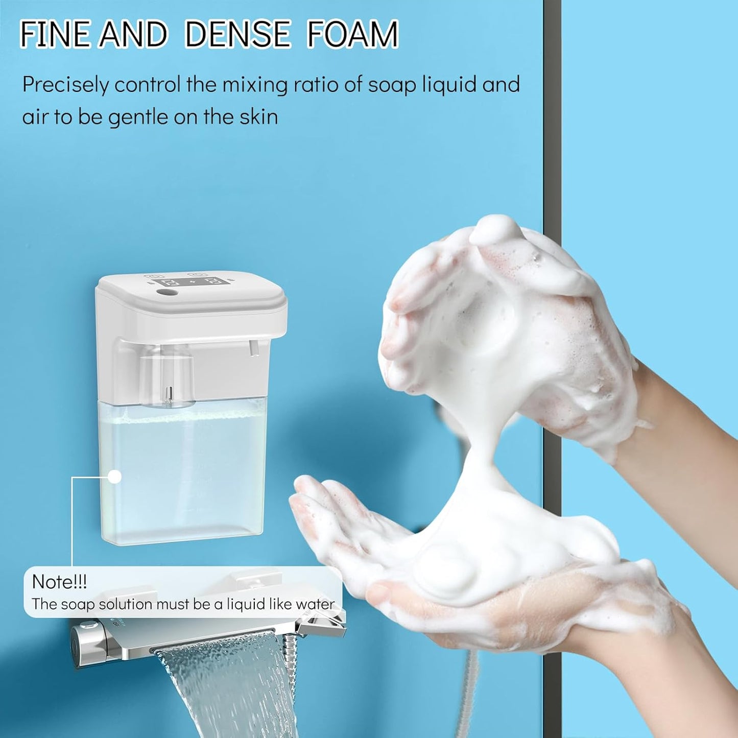 Automatic Soap Dispenser, 12.8oz Touchless Foaming Soap Dispenser, Rechargeable Wall Mounted with 4-Level Adjustable Foam Output, IPX6 Waterproof for Bathroom Kitchen