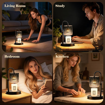 Candle Warmer Lamp with Timer, Birthday for Women Mom, House Warming Gifts Modern Farmhouse Home Decor, Dimmable Wax Melt Warmer for Jar Candles with 2 Bulbs (Amber)