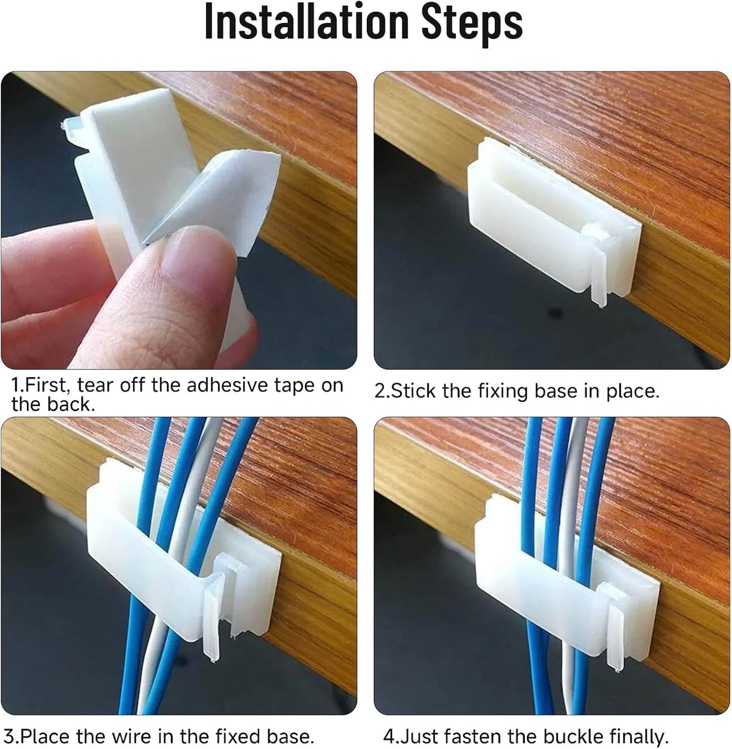 40 pcs Cable Clips with Strong Self-Adhesive, Outdoor Light Clips, White Cord Wire Clips, Nylon Cord Wall Finisher Wire Clamp for Home, Car, Office Desk Wire Management (White, XL-40 PCS)