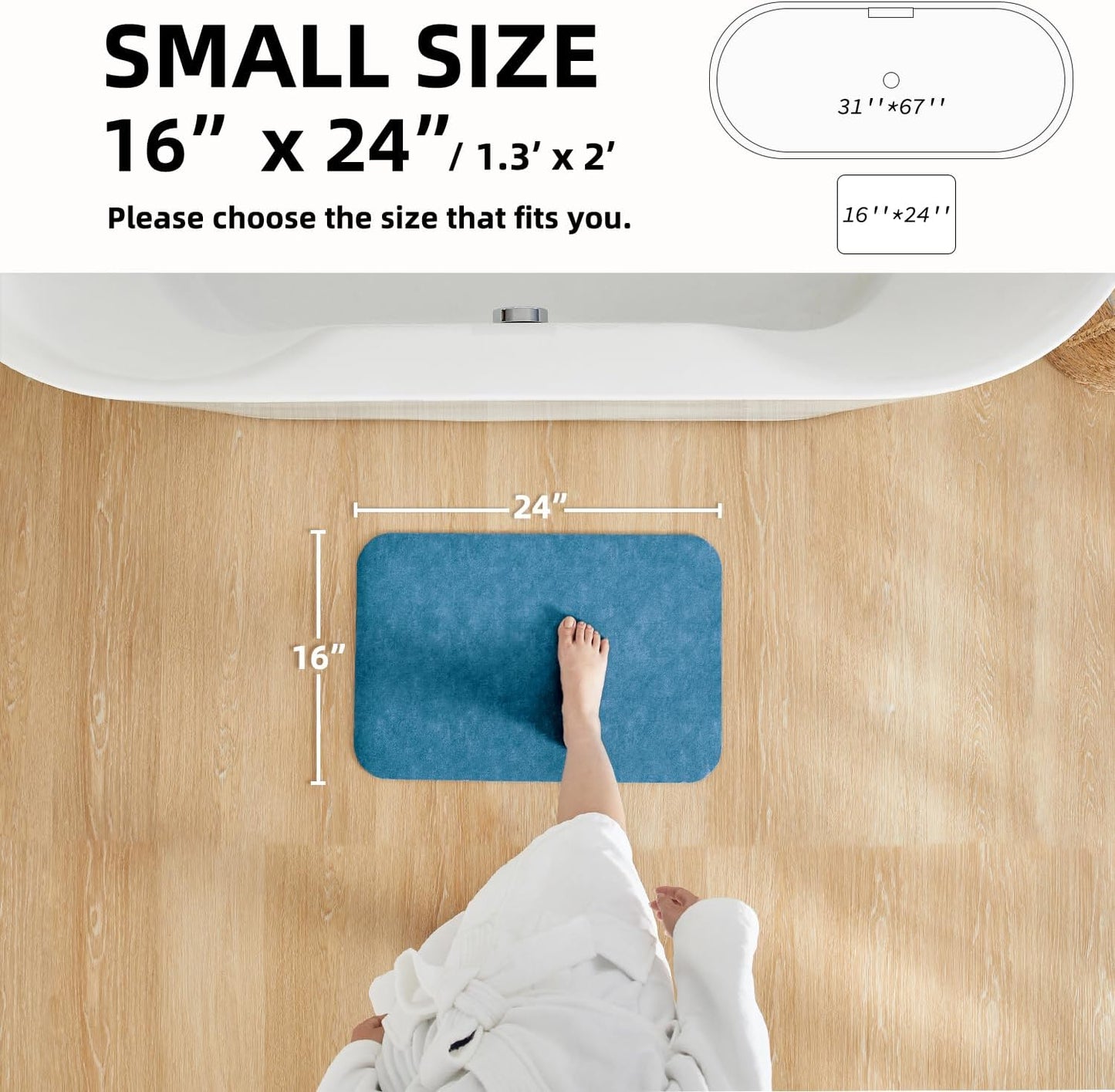 TYUU Bath Mat, Bathroom Rugs Non Slip Washable Thin Absorbent Quick Dry Bath Mat Fits Under Door Bathroom Floor Mat Perfect for Bath, Shower, or Sink 16"x24" Dark Grey