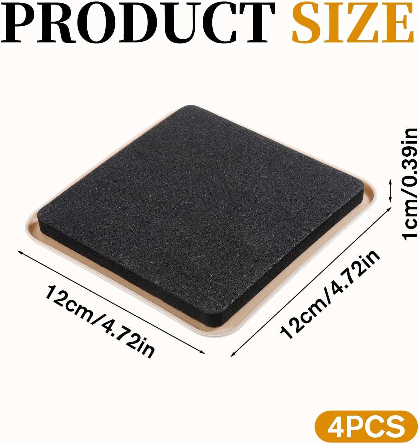4Pcs 4.7" Square Furniture Sliders for Carpet Large Furniture Movers Sliders Reusable Furnitures Moving Pads Slider for Hardwood Floors Sofa Bed Couch Chair Fridge Heavy Duty Easily Move