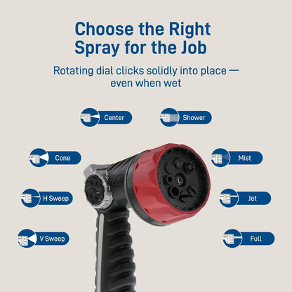 Orbit 58993 7-Pattern Watering Nozzle with Thumb Control, Black