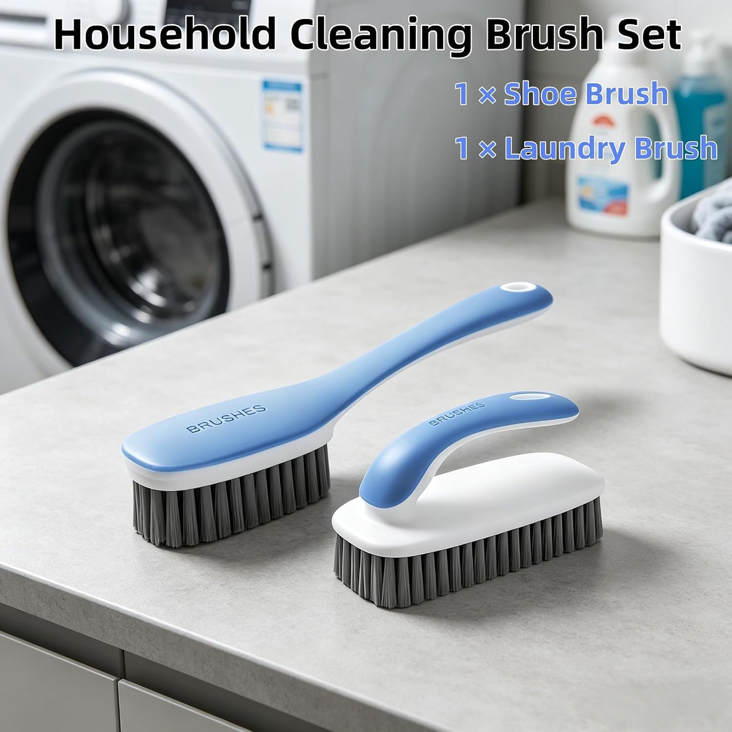 Scrub Cleaning Brush for Stains Laundry Brush Soft Bristle Cleaning Brushes Small Brushes for Cleaning Scrubbing Brush for Clothes,Shoes,Carpet,Bags,Bathroom, Floor -2 Pack