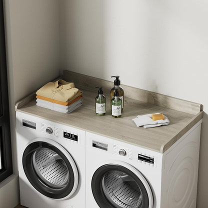 Washer Dryer Countertop with Shelf, Washer Dryer Topper, Solid Wood Washers and Dryers Countertop, 54" Width x 27.5" Depth Laundry Countertop for Laundry Room Organization and Storage, Black