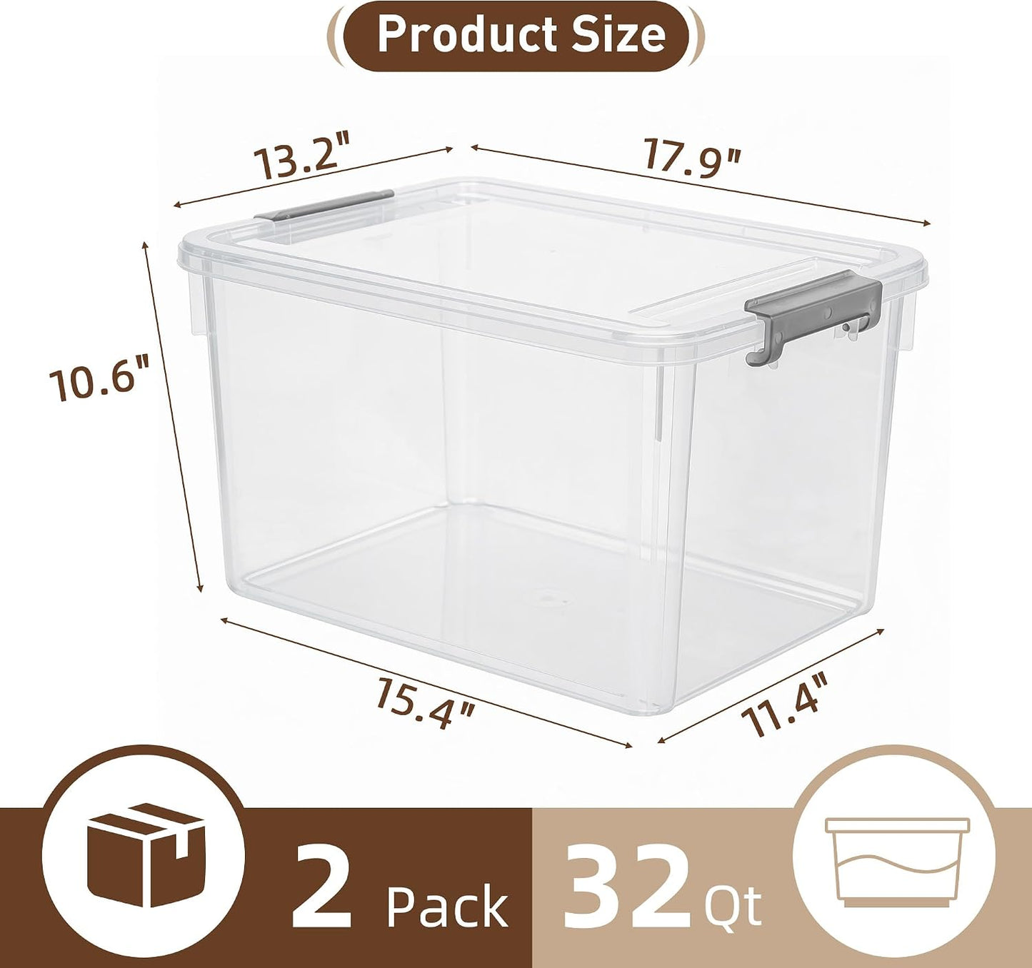 Citylife 57 QT Plastic Storage Bins with Double-Opening Lids, Storage Containers for Organizing, Large Clear Storage Box for Closet, Blankets, 2 Packs