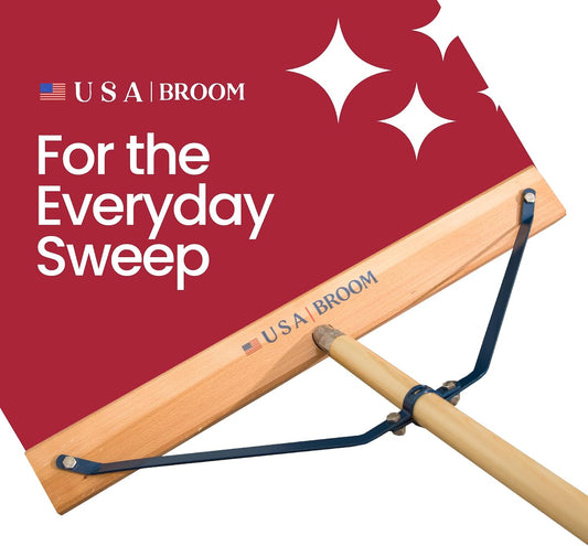 36" Heavy Duty Outdoor Push Broom with 60" Handle. Ideal for Asphalt, Concrete & Heavy Debris. Durable American Made Steel Brackets-Stainless Steel Hardware. No Plastic. 100% USA Made