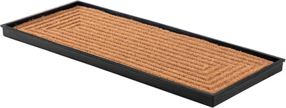 Anji Mountain Heavy Duty Waterproof Rubber Shoe Storage Mat Organizer/Boot Storage Tray Multi Use for Entryway with Coir, Tan Insert, Fits 4 Pair (46.5" Wide)