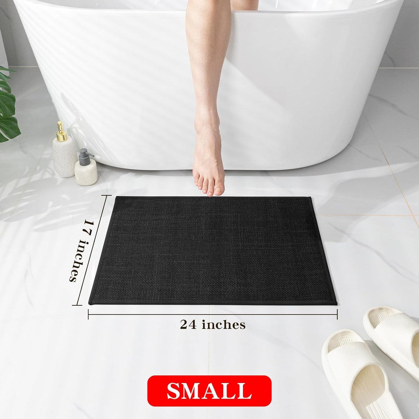 chakme Bathroom Rugs Mat 24x17, Ultra Thin Non Slip Bath Mat Small Quick Dry Absorbent Bath Mat for Bathroom Floor, (Dark Beige, 24"x17")