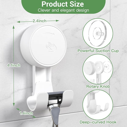 LUXEAR Heavy Duty Waterproof Shower Hooks 2 Pack - Suction Hook, No Drill Damage-Free Removable Reusable Wall Hooks for Bathroom Kitchen Towel Bathrobe Loofah Shower Hooks (Max Load 11LB/5KG)