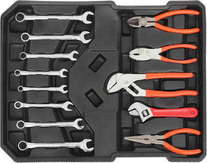 187pcs Trolley Case Tool Set, Carbon Steel Home Repair Kit Household Hand Tool Kit Toolbox Storage Case, Complete Rolling Tool Box for Maintenance Garden Homeowner DIYer Handyman