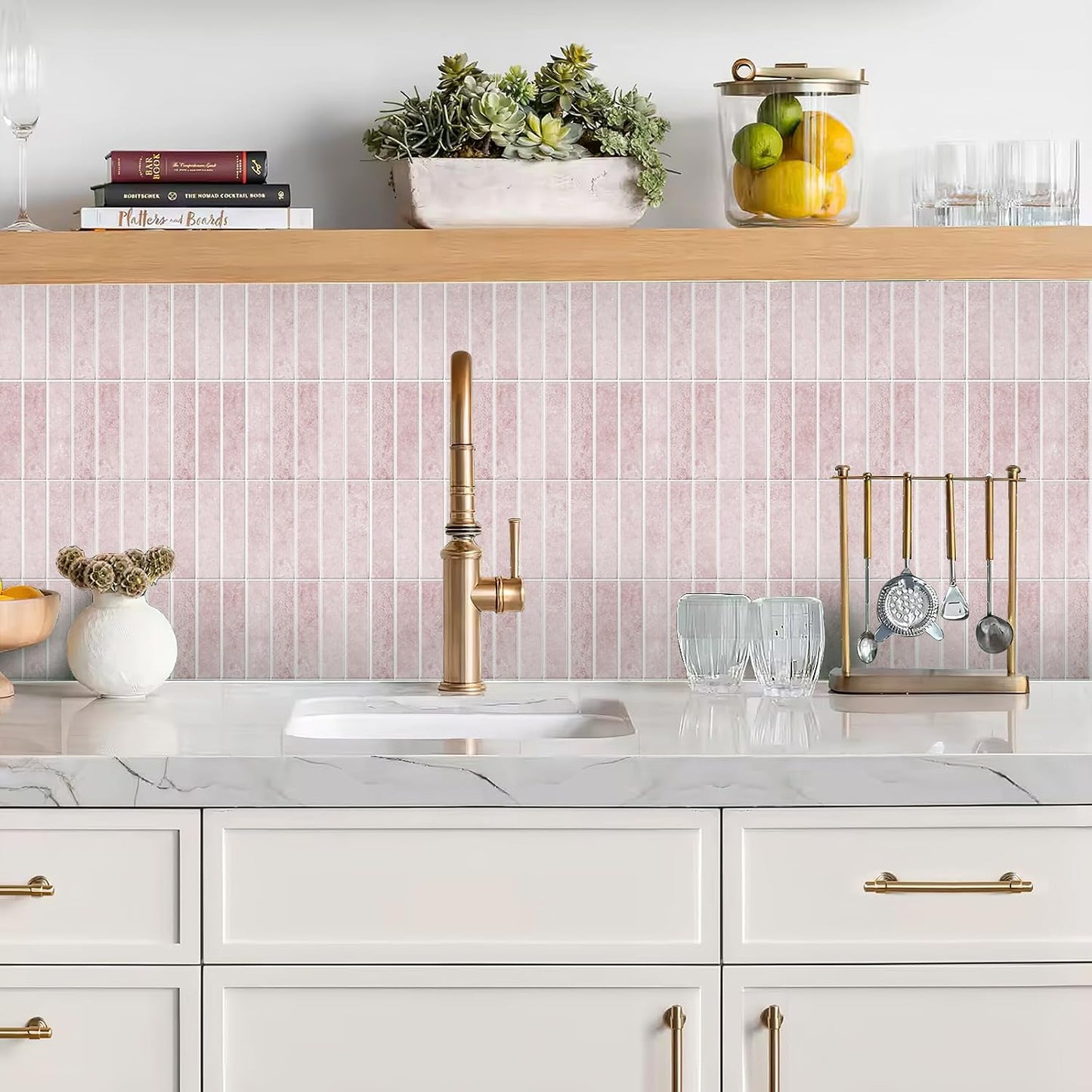 10 Sheets Thicker Design Peel and Stick Backsplash, Self Adhesive Wall Tiles, Stick on Backsplash for Kitchen and Bathroom, 11.8"x11.8",Beige