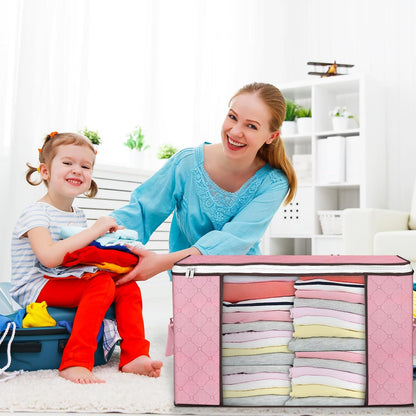 90L Large Storage Bags, 6 Pack Clothes Storage Bins Foldable Closet Organizers Storage Containers with Reinforced Handle for Clothing, Blanket, Comforters, Bed Sheets, Pillows and Toys (Gray)