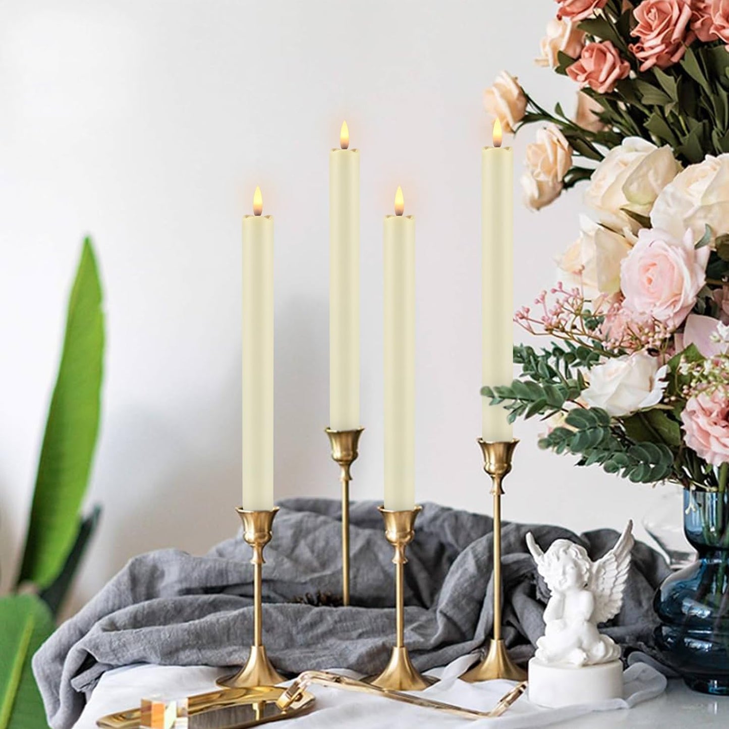 YOROXRG Set of 24 Waterproof Outdoor Flameless Candles, LED Candles with 4 Remote and Timer,(H 4" 5" 6" x D 2.2"),for Christmas,Halloween,Wedding,Festival