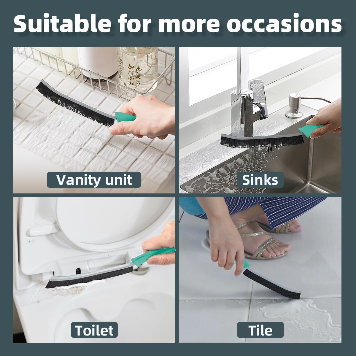 TQRR Toilet Brush, 4Pcs Bathroom Cleaning Brush, Toilet Scrubber, Deep Toilet Bowl Brush with Hanging Hole, Multifunctional Gap Cleaning Brush, Bristles for Kitchen Sinks, Tub,Shower (4, Purple)