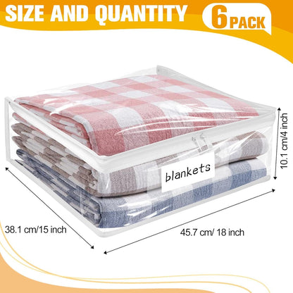 Plastic Storage Bags with Easy-Glide Zipper, Pack of 8, Durable Clear Vinyl Zippered Storage Bags for Clothes Sweaters Comforters Blankets Sheets Bedding (15.7 x 13.8 x 3.9 Inch, White)