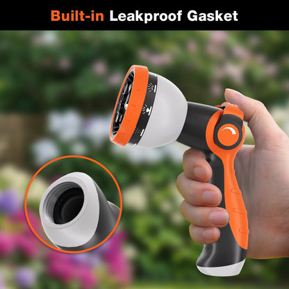 Besiter Garden Hose Nozzle Sprayer: 2 Pack 10 Watering Patterns Spray Nozzles Heavy Duty Metal Hose Head Hose Attachment, Thumb Control On Off Valve